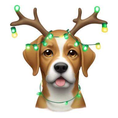 Dog with Christmas lights wrapped around him and deer antlers  sticker
