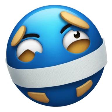 Blue sphere body with bandages, wide-open mouth in fear, raised eyebrows." sticker