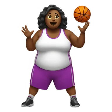 Fat woman playing basketball  sticker