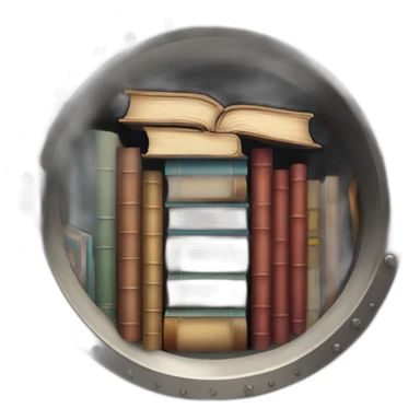 a vault with books trying to get out from it sticker