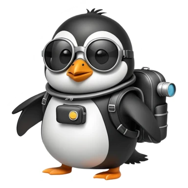 penguin with a jetpack and sunglasses sticker