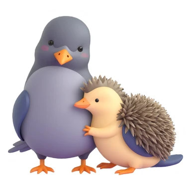 pigeon hugging a hedgehog sticker