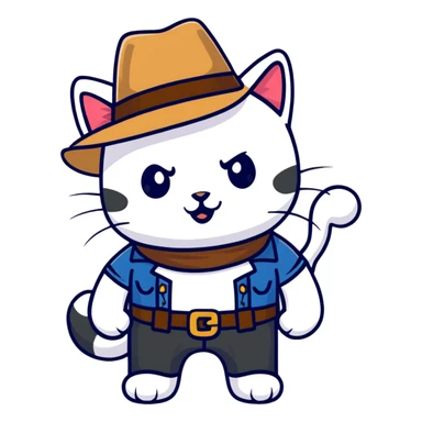 Cat wearing cowboy hat sticker