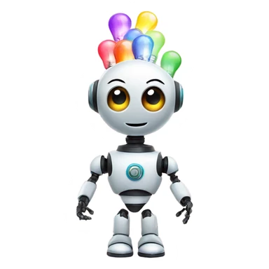cute robot holds colorful light bulbs sticker