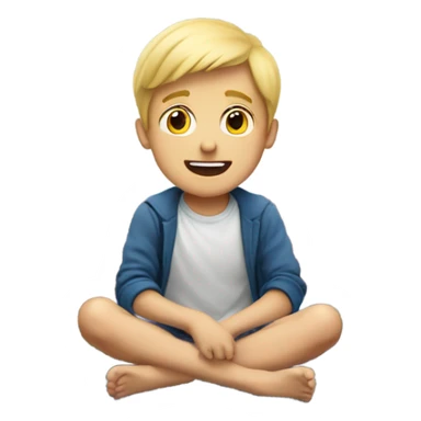 blonde boy on bed portrait looking intrigued and excited  sticker