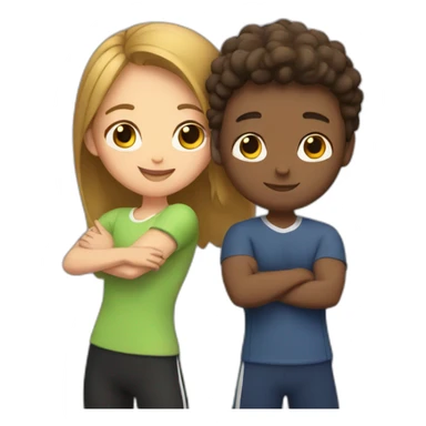 Gym girl and boy hugging each other sticker