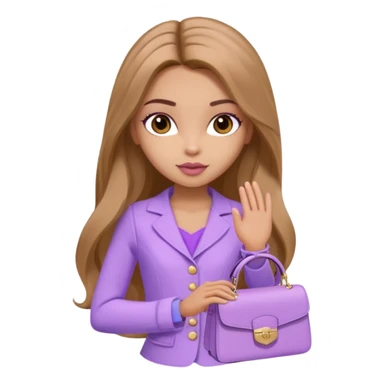 Bratz Yasmin light brown long hair brown eyes, Lilac outfit sticker