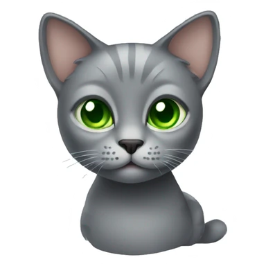 Grey cat green eyes full body sticker