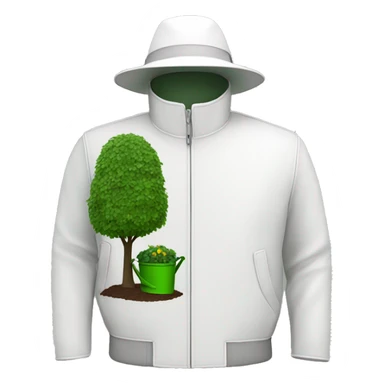 gardener pith helmet jacket white green trees  sticker