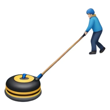 please, make An icon featuring the curling rink, with its distinctive circles and a vibrant crowd in the stands. Snowflakes fall outside the arena, and bright lights illuminate the ice. a close-up curling stone sliding across the ice, with a broom nearby. Transparent background. sticker