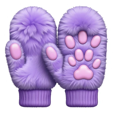 Pastel purple fuzzy cozy furry cat paw mittens  sticker