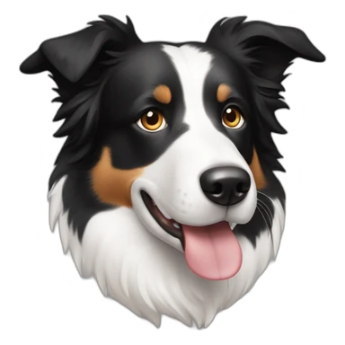 a border collie with asymetric white spot on his head between his eyes sticker
