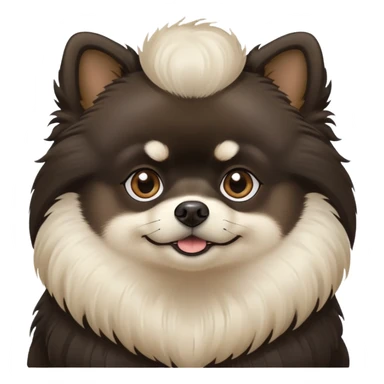 A black Pomeranian with a white chin/beard and light brown tufts in his ears and light brown eyebrows sticker