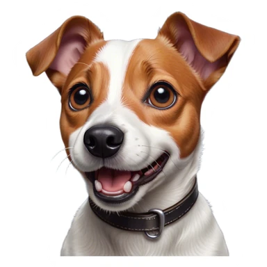 Cinematic Comical Jack Russell Terrier Portrait Emoji, Head tilted dramatically with an exaggeratedly shocked expression, featuring a perky, agile body with wide, comically expressive eyes full of playful disbelief and animated, perked ears, Simplified yet hilariously expressive features, highly detailed, glowing with a slightly sassy glow, high shine, dramatic yet playful, stylized with an air of cheeky canine mischief, soft glowing outline, capturing the essence of a meme-worthy Jack Russell Terrier that looks ready to side-eye its way into viral fame! sticker