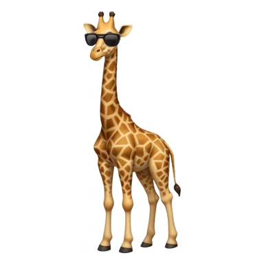 friendly anthropomorphised giraffe in casual clothing, wearing dark sunglasses, walking upright in standard pose sticker