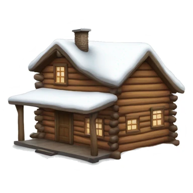 log cabin with snow sticker
