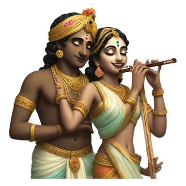 Radha krishna with flute sticker