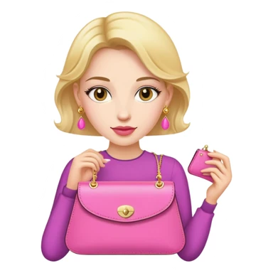 woman with gold earrings holding a pink purse sticker