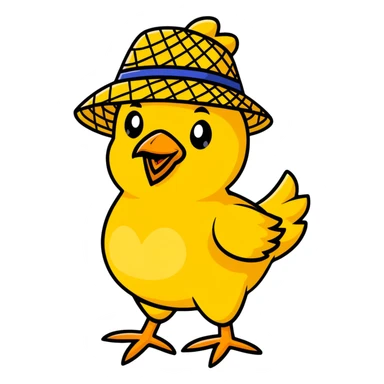 Chicken with a straw hat  sticker