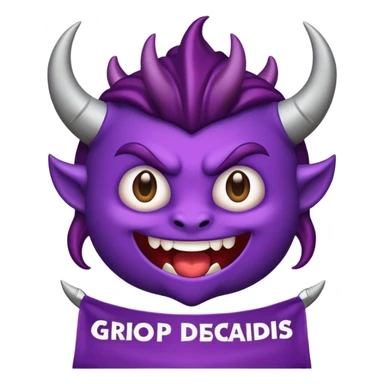 Crear un emojis de un 😈 con diseño y la frase Grupo los descarriados sticker