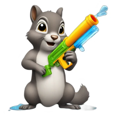 squirrel with a water gun sticker