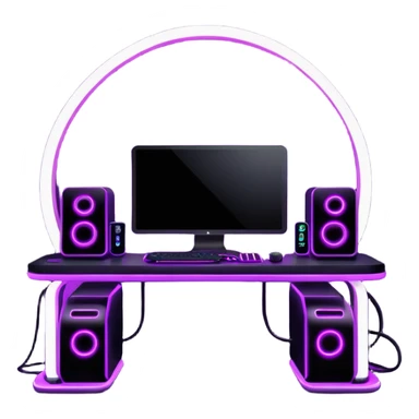 purple gaming setup sticker