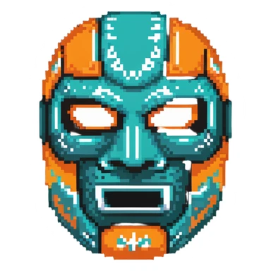 teal and orange luchador mask sticker