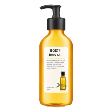 bottle of body oil with label sticker
