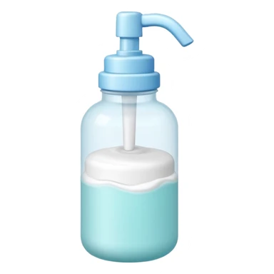 cute toy foam pump bottle object icon, pastel colors, rounded plastic bottle, thick foam on top, 3D cartoon, mobile game icon style, clean background, no text, no watermark sticker