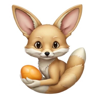 fennec carrying an unpeeled egg sticker