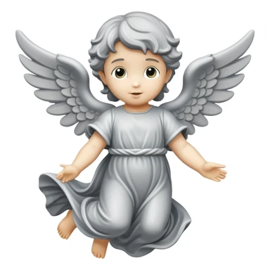grey flying angel kid made in stone sticker