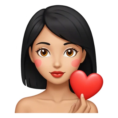 Black haired woman with love heart sticker