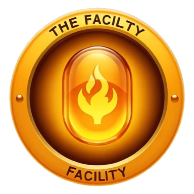 glowing amber emblem above bold text reading “THE FACILITY” sticker