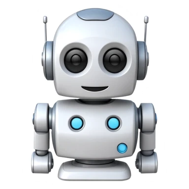 robot cartoon simple kid toy white innocent funny gudget chatGPT friendly smiley round adorable musical sticker