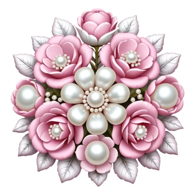 baby pink and white embellished pearl baroque flower bouquet sticker