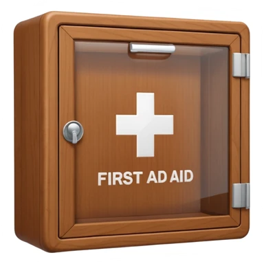 brown first aid cabinet front glass sticker