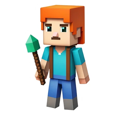 Minecraft character building with blocks sticker