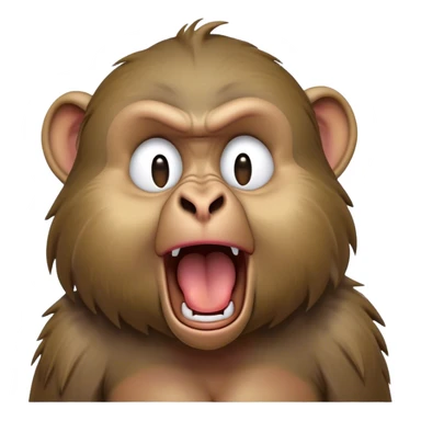 Cinematic Cute Yawning Baboon Portrait Emoji, Head tilted slightly with a dramatic, wide-open yawn, showcasing a soft, textured Fur of earthy browns with droopy ears, round eyes barely open in drowsy contentment, Simplified yet irresistibly adorable features, highly detailed, glowing with a soft, cozy glow, high shine, relaxed yet expressive, stylized with a touch of playful urban charm, bright and endearing, soft glowing outline, capturing the essence of a sleepy yet affectionate baboon, so drowsy it feels like it could stretch out of the screen and curl up for a nap! sticker