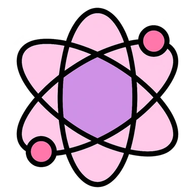 an atom with lavender-pink colors sticker