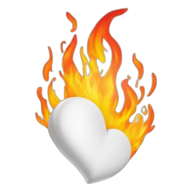 Corazón blanco con fuego  sticker
