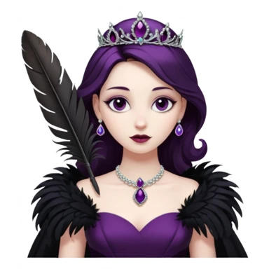 feather brooch + plum black gown,Shadow Princesses. sticker
