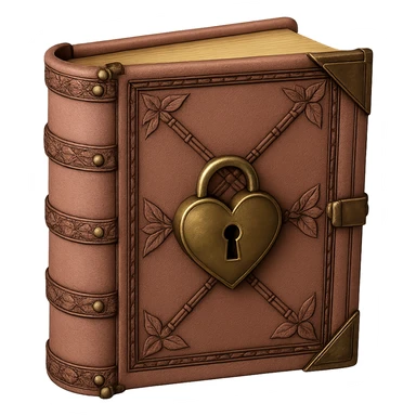 Add a heart-shaped lock to the pink leather-bound diary. Keep the background transparent. Make it realistic and detailed. sticker