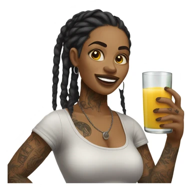 tattooed beauty with dreadlocks fruit juice sticker