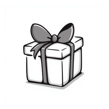 a simple doodle of a gift box in black ink sticker