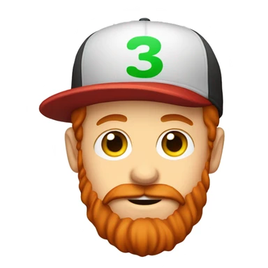 red headed guy with abeard and a cap with a number 3 on it sticker