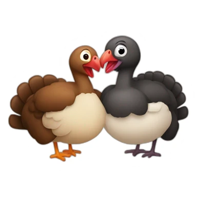 Two turkeys hugging each other  sticker