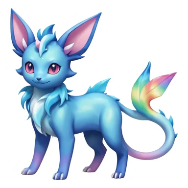 Rainbow crystalic Shiny pastel Nebulae Salandit-Glaceon-Sylveon-Espeon-Vaporeon-Noibat-Fakémon-hybrid-creature (full body)  sticker