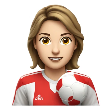 Pretty white woman wearing an Arsenal jersey with short brown hair kicking a soccer ball sticker
