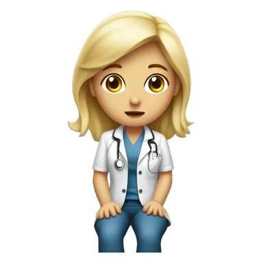 blonde girl at doctors office sticker