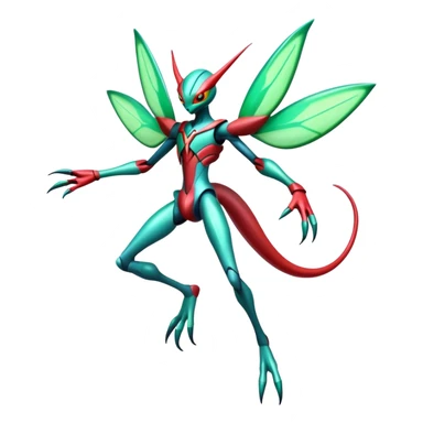  Cool Edgy Shiny Futuristic Ethereal Legendary Scizor-Deoxys-Digimon-Flygon-hybrid full body sticker